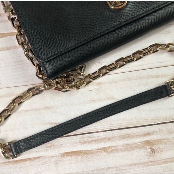 EUC Tory Burch Robinson Chain wallet crossbody in Black with gold chain - Picture 6 of 8